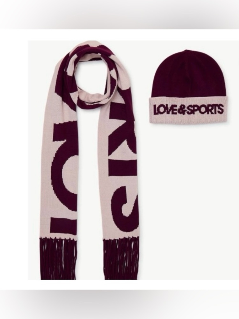 Love & Sports Beanie and Scarf Set, Two-Tone Women’s OS